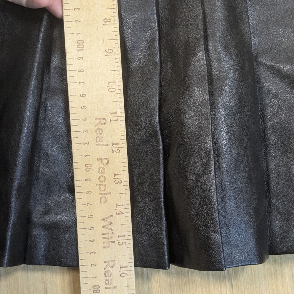 VICI Faux Leather Pleated Mini Skirt Chocolate Brown Mobwife Biker Women's Large - Picture 6 of 7